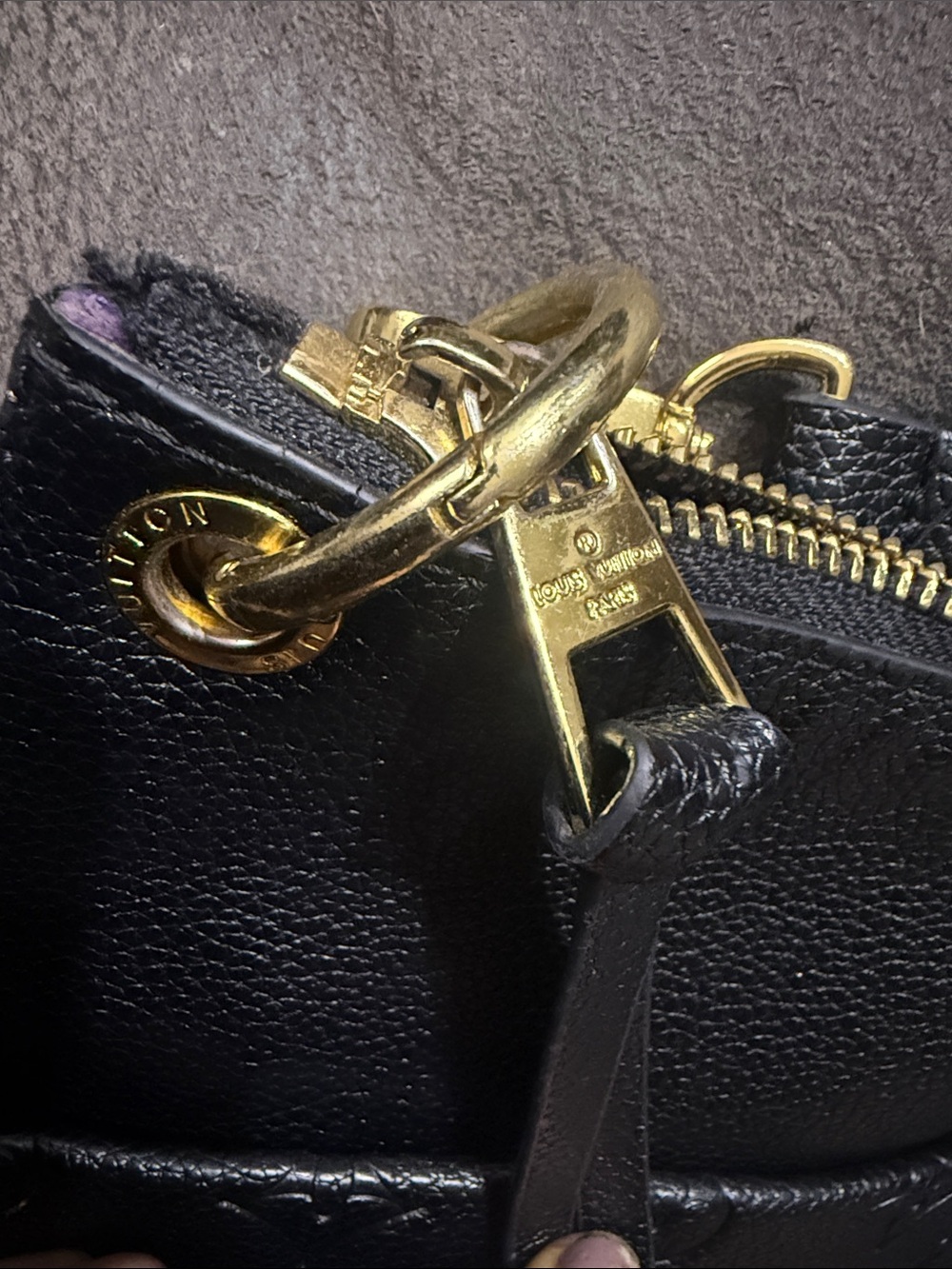 Louis Vuitton fashion bag Black Embossed Monogram Shoulder Bag w/ Gold Hardware - Picture 7 of 9